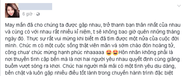 
Bạn Hoa hậu cũng viết những lời chúc dành cho người đẹp.
