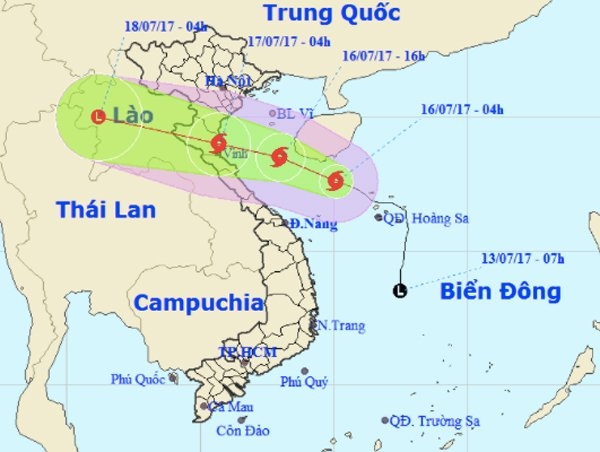 
Bão số 2 sẽ đổ bộ Thanh Hoá - Hà Tĩnh. Ảnh: NCHMF
