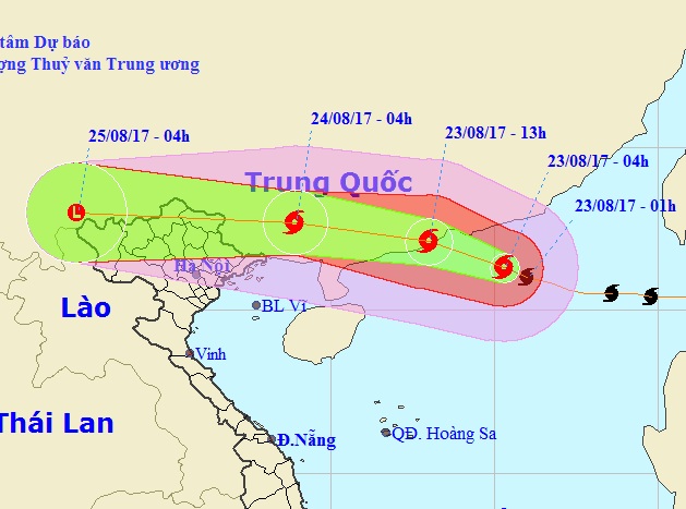 Hướng di chuyển của cơn bão số 6. Anh: TL