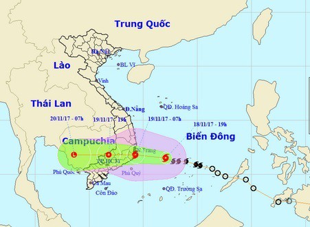 
Trưa ngày 19/11, bão số 11 sẽ vào đất liền các tỉnh Khánh Hòa - Ninh Thuận - Bình Thuận.
