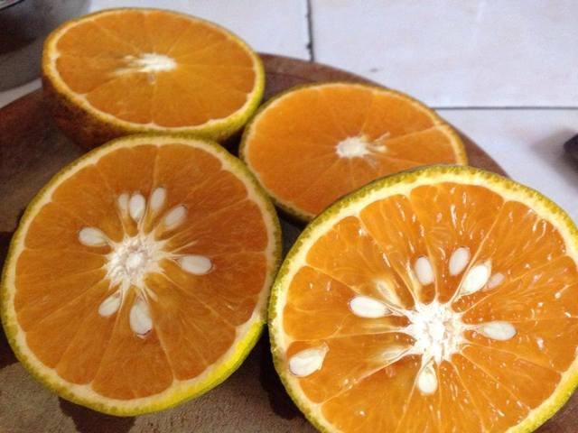 Vị của cam Hà Giang chua ngọt đậm đà, ruột có màu đỏ đậm.