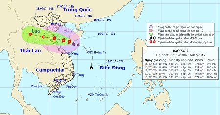 
Từ tối 16/7, bão số 2 sẽ gây ảnh hưởng trực tiếp đến ven biển miền Bắc, Trung.
