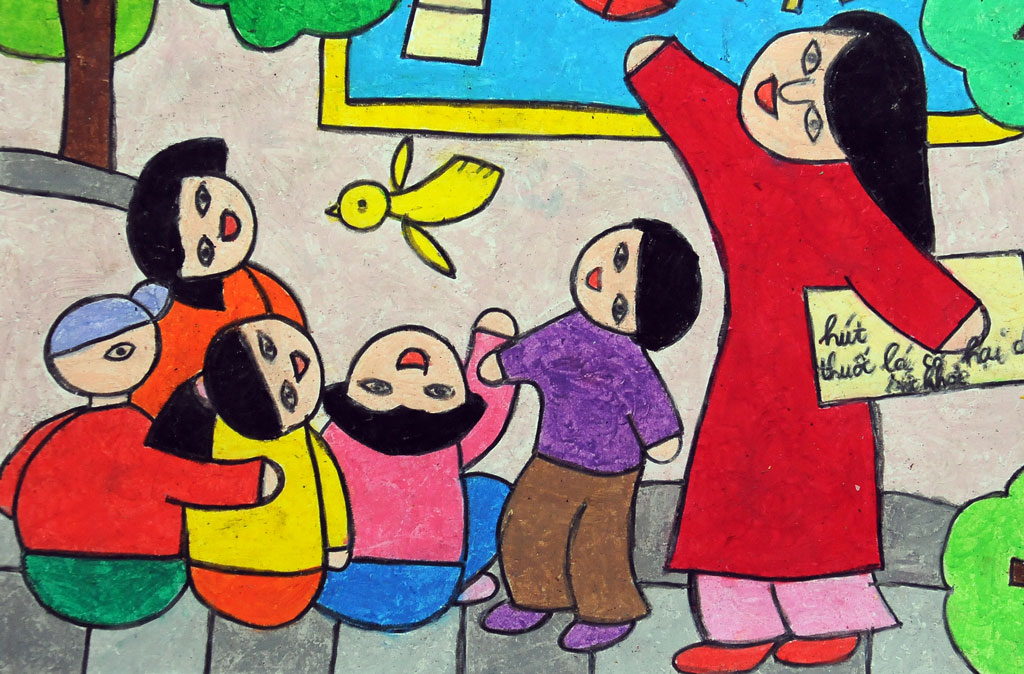 Long An: Con trẻ em vẽ ước mơ về toàn cầu ko sương thuốc