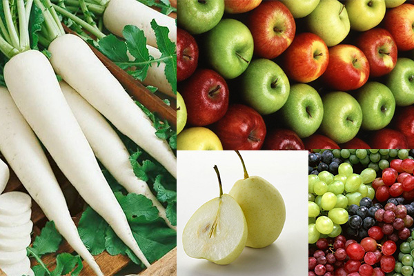 Kết quả hình ảnh cho Củ cải trắng và các loại lê, táo, nho
