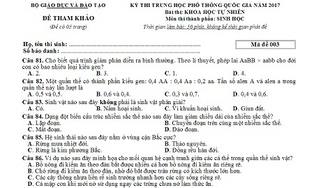 
Đề thi Sinh học không quá khó, nhưng tương đối dài.
