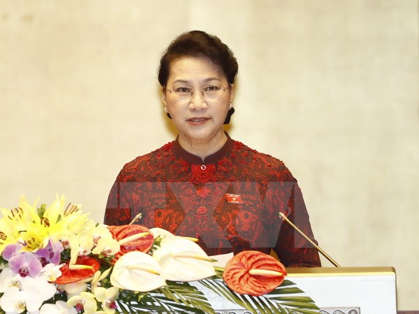 
Chủ tịch Quốc hội Nguyễn Thị Kim Ngân đọc diễn văn khai mạc. Ảnh TTX
