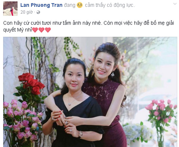 
Mẹ Huyền My lên tiếng động viên con gái.
