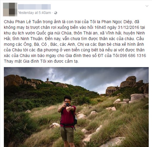 Người cha m&ograve;n mỏi t&igrave;m kiếm con trai bị rơi xuống biển sau 15 ng&agrave;y vẫn chưa thấy thi thể - Ảnh 1.