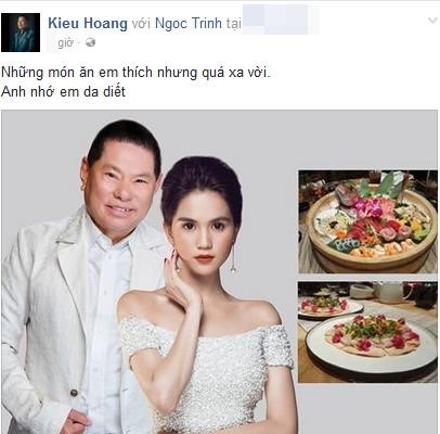
Những hình ảnh liên quan đến Ngọc Trinh và lời nói lãng mạn đã bị xóa khỏi Facebook ông Hoàng Kiều. Ảnh: FB.
