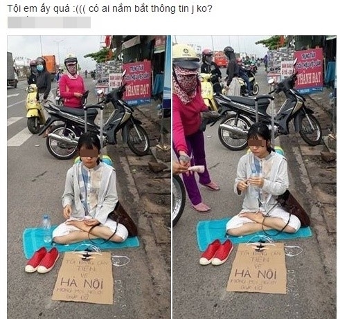 H&igrave;nh ảnh c&ocirc; g&aacute;i ngồi xin tiền được cho l&agrave; tại Đồng Nai g&acirc;y ch&uacute; &yacute; tr&ecirc;n mạng. Ảnh chụp m&agrave;n h&igrave;nh.