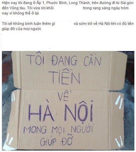 Minh T&acirc;m đăng ảnh k&ecirc;u gọi gi&uacute;p đỡ tr&ecirc;n trang c&aacute; nh&acirc;n. Ảnh chụp m&agrave;n h&igrave;nh. 