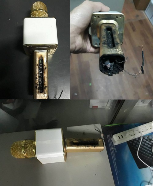 Chiếc micro của anh S&aacute;ng bị ch&aacute;y v&agrave; hư hỏng ho&agrave;n to&agrave;n.