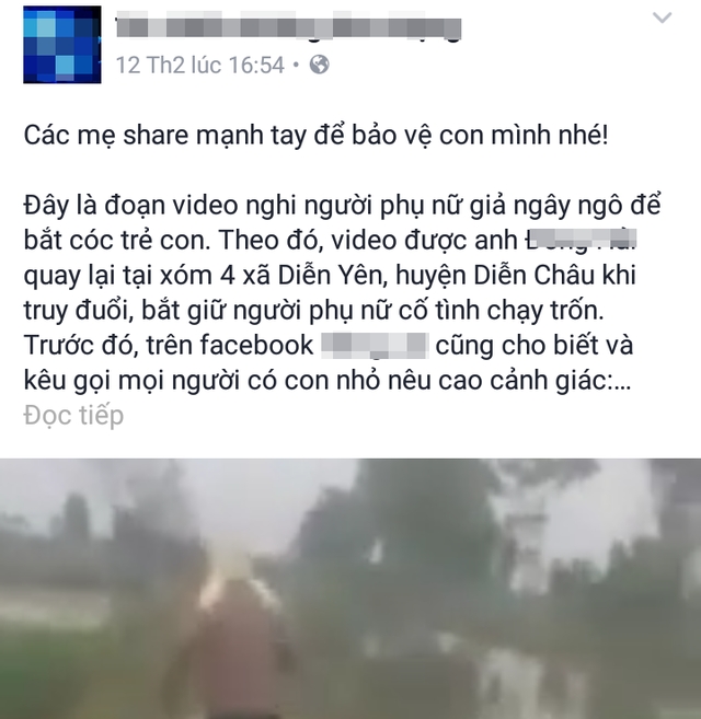 Th&ocirc;ng tin về vụ việc bắt giữ người phụ nữ được cho l&agrave; giả đi&ecirc;n chuy&ecirc;n đi bắt c&oacute; trẻ con.