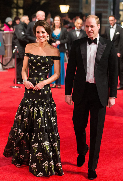 
Tối 12/2, vợ chồng Hoàng tử William trốn hai con, sánh vai nhau tới dự buổi lễ trao giải thường niên của Viện Hàn lâm Anh Quốc (BAFTA) lần thứ 70.
