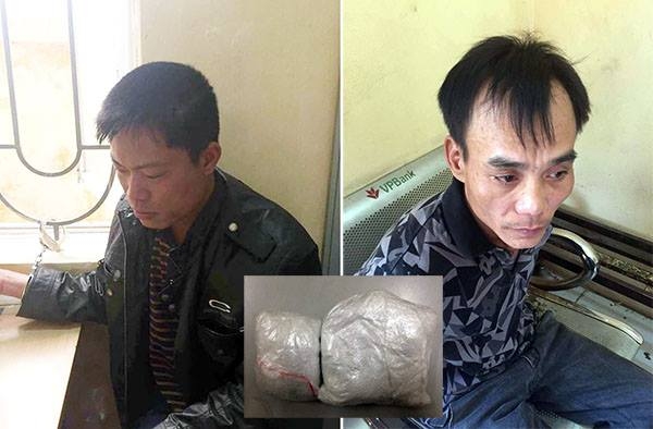 Lương Văn Đại v&agrave; Trần Minh Nghị c&ugrave;ng ma t&uacute;y đ&aacute; tại cơ quan C&ocirc;ng an.