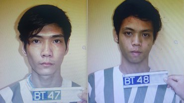 Hai tên cướp bị cô gái hạ gục. Ảnh: Công an cung cấp.