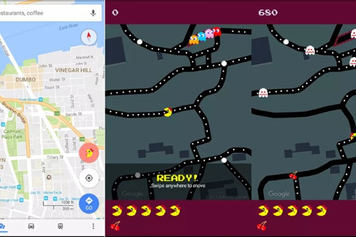 Game Pacman được chơi trên dịch vụ bản đồ Google Maps Ảnh: Theverge