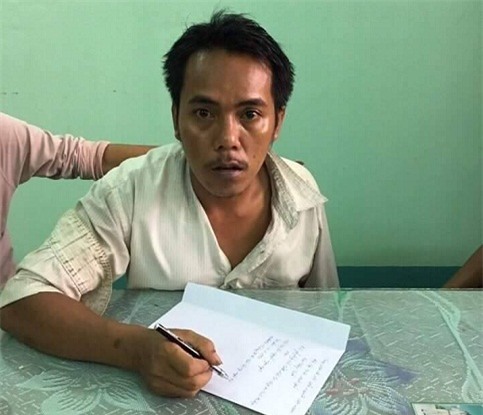 Nghi phạm Nguyễn Ngọc Huynh tại cơ quan điều tra. Ảnh: Công an cung cấp