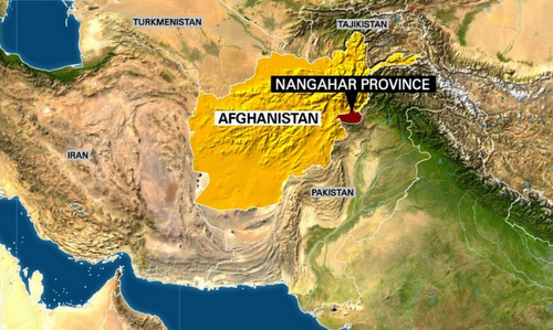 
Quả bom được thả ở miền đông Afghanistan. Đồ họa: CNN.
