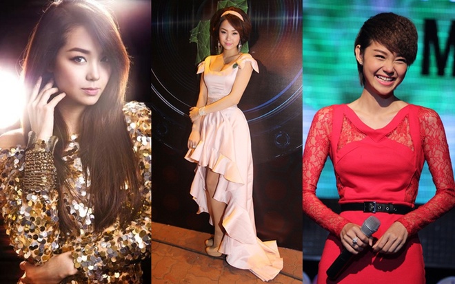 Năm 2012, Minh Hằng đánh dấu sự lột xác về nhan sắc. Khuôn mặt bầu bĩnh thon gọn hơn với chiếc cằm nhọn. Người đẹp đổi mới hình ảnh với mốt tóc tém.