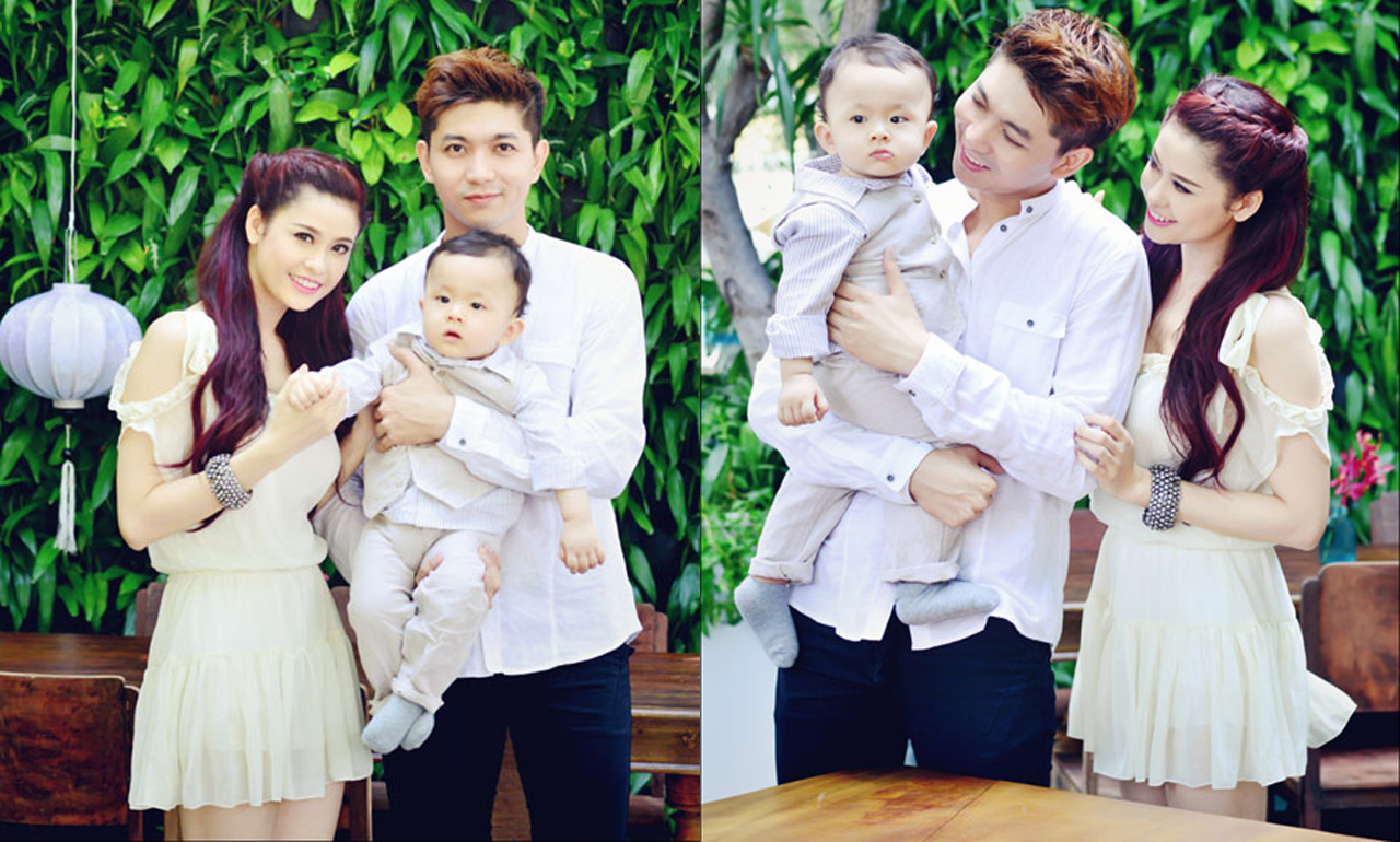 Một phần đáng được nhắc đến trong gu thời trang của Tim và Trương Quỳnh Anh chính là luôn có sự liên kết với cậu con trai cưng Sushi. Trong bộ ảnh lúc bé thơ, Sushi “bảnh bao” trong bộ suit cực yêu bên cạnh Tim và Trương Quỳnh Anh. Cả ba chọn trang phục có tông màu be và trắng rất đồng điệu