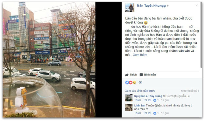 Câu chuyện về cuộc sống khó khăn của du học sinh Hàn Quốc. Ảnh chụp màn hình.