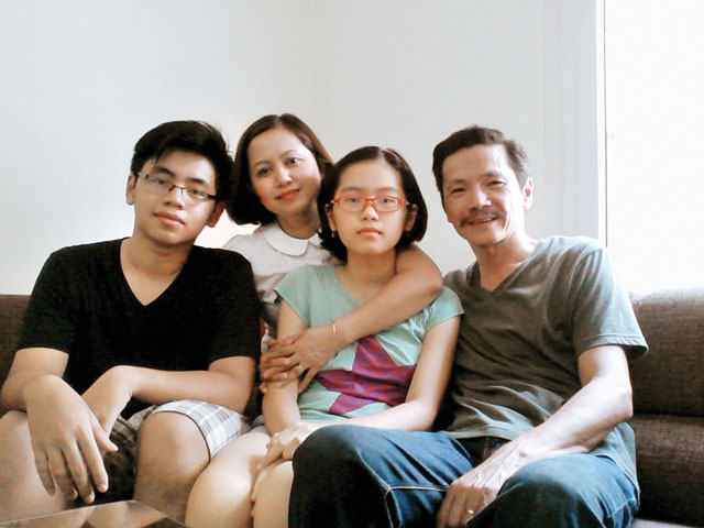 
Gia đình diễn viên Trung Anh.

