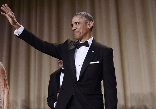 Tổng thống Obama tại một bữa tiệc tối với phóng viên Nhà Trắng. Ảnh: ET