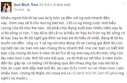 
Chị gái Ngọc Trinh lên tiếng sau khi ly hôn chồng cũ.
