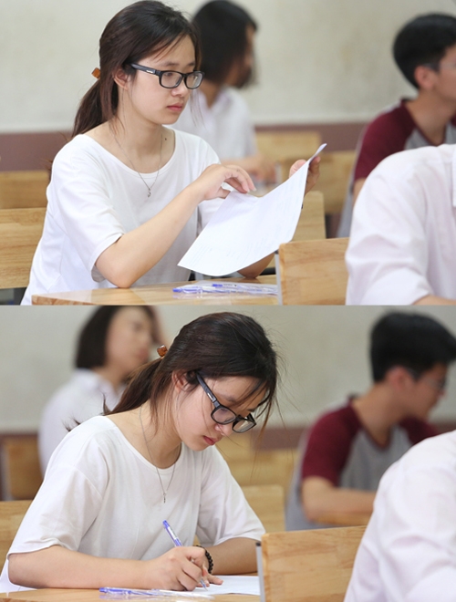 
Một cô bạn tại điểm thi trường Nguyễn Tất Thành, Hà Nội, có gương mặt thanh thoát rất ăn hình.
