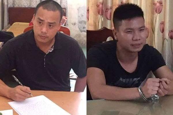 Cường (bên trái) và Thái bị cơ quan công an bắt giữ ngay sau khi gây án