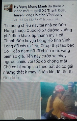 Thông tin do Ngọc đưa lên Facebook để... câu like