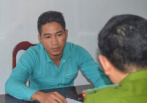 Nguyễn Văn Bé tại cơ quan điều tra. Ảnh: Công an cung cấp.
