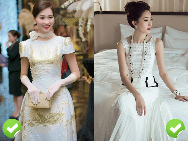 Thu Thảo có vẻ đẹp thanh thoát, đằm thắm nên phù hợp với phong cách cổ điển. Cô nhiều lần từng diện những kiểu váy mang hơi hướng quý tộc và để lại nhiều ấn tượng.