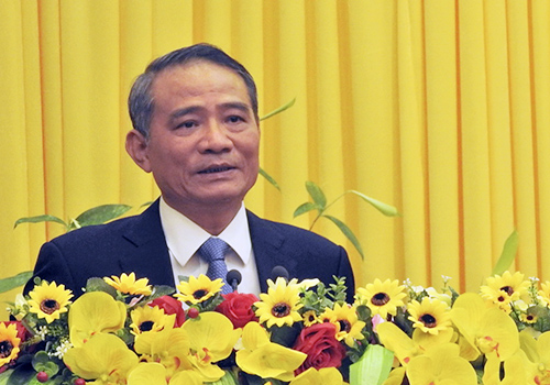 Ông Trương Quang Nghĩa phát biểu sau khi được phân công giữ chức Bí thư Thành ủy Đà Nẵng. Ảnh: Thanh Tùng.