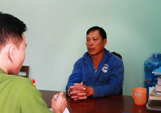 Đối tượng Nguyễn Văn Thu tại cơ quan điều tra.