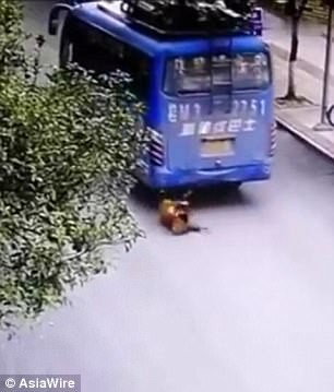 Cậu bé bị cuốn vào gầm xe buýt