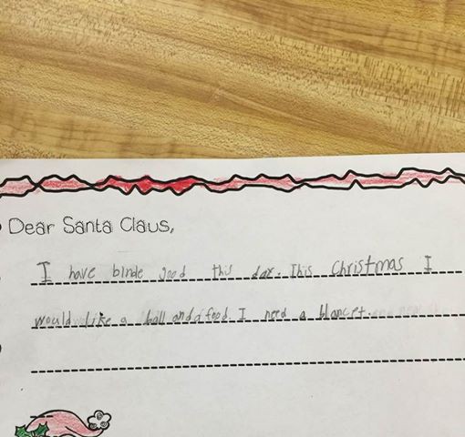 Bức ảnh chụp nội dung bức thư gửi ông già Noel của học sinh được cô giáo tiểu học chia sẻ trên Facebook cá nhân.