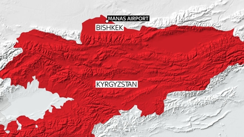 
Vị trí thủ đô Bishkek, Kyrgyzstan. Đồ họa: SkyNews
