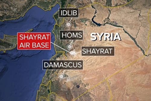 
Vị trí căn cứ Shayrat gần Homs. Đồ họa: ABCNews
