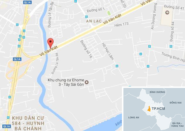 
Dấu đỏ là tuyến đường xảy ra vụ cướp. Ảnh: Google Maps.
