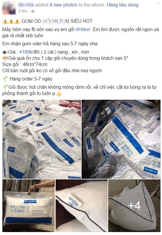 Giá loại gối này đang giảm mạnh trên chợ mạng. Ảnh: Chụp màn hình Facebook V* ****.