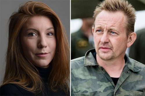 Nhà báo Kim Wall (trái). Nhà sáng chế tàu ngầm Peter Madsen (phải).