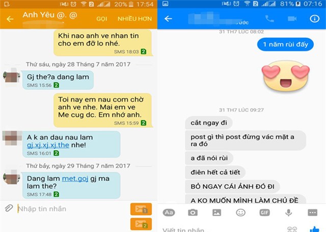 Nhắn tin c&aacute;u gắt với vợ.