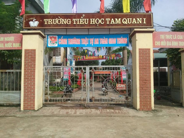Cổng trường Tiểu học Tam Quan 1 - nơi xảy ra sự việc.