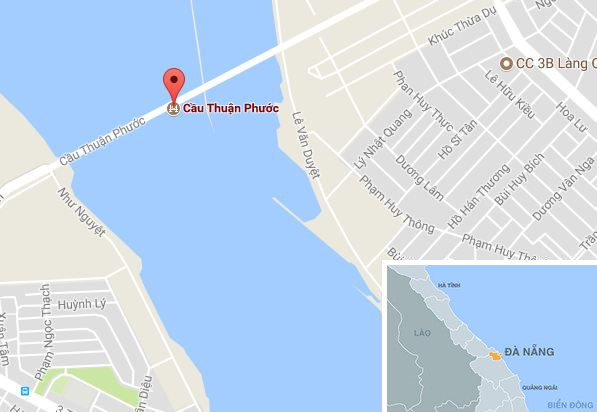 Cầu Thuận Phước (Đà Nẵng), địa điểm xảy ra vụ việc. Ảnh: Google Maps.