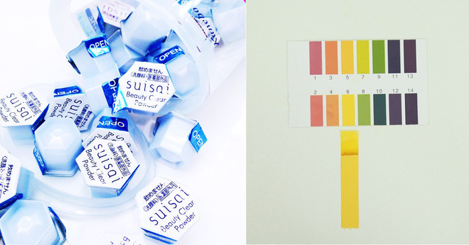 Bột rửa mặt Suisai ( 400.000VNĐ/hũ 32 hộp) có độ pH 6 với thành phần gồm các loại amino acid, enzyme giúp làm sạch bã nhờn, bụi bẩn, làm sáng da, kích thích sản sinh collagen.