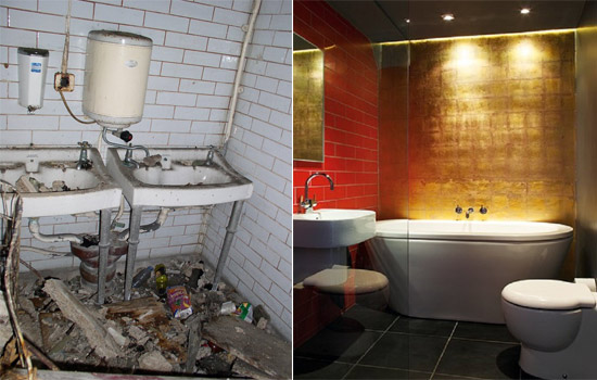 Góc nhà vệ sinh đầy rác rưởi ngày nào giờ đây “biến hình” thành phòng tắm kính có bồn tắm mát xa sang trọng.