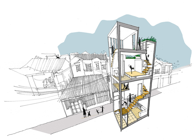 Bản vẽ 3D của căn nhà. Thiết kế thông minh của nó là gợi ý lý tưởng cho những gia đình trẻ.