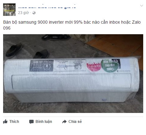 Những chiếc điều hòa cũ được rao bán trên mạng rất đắt khách mua. Ảnh chụp màn hình.